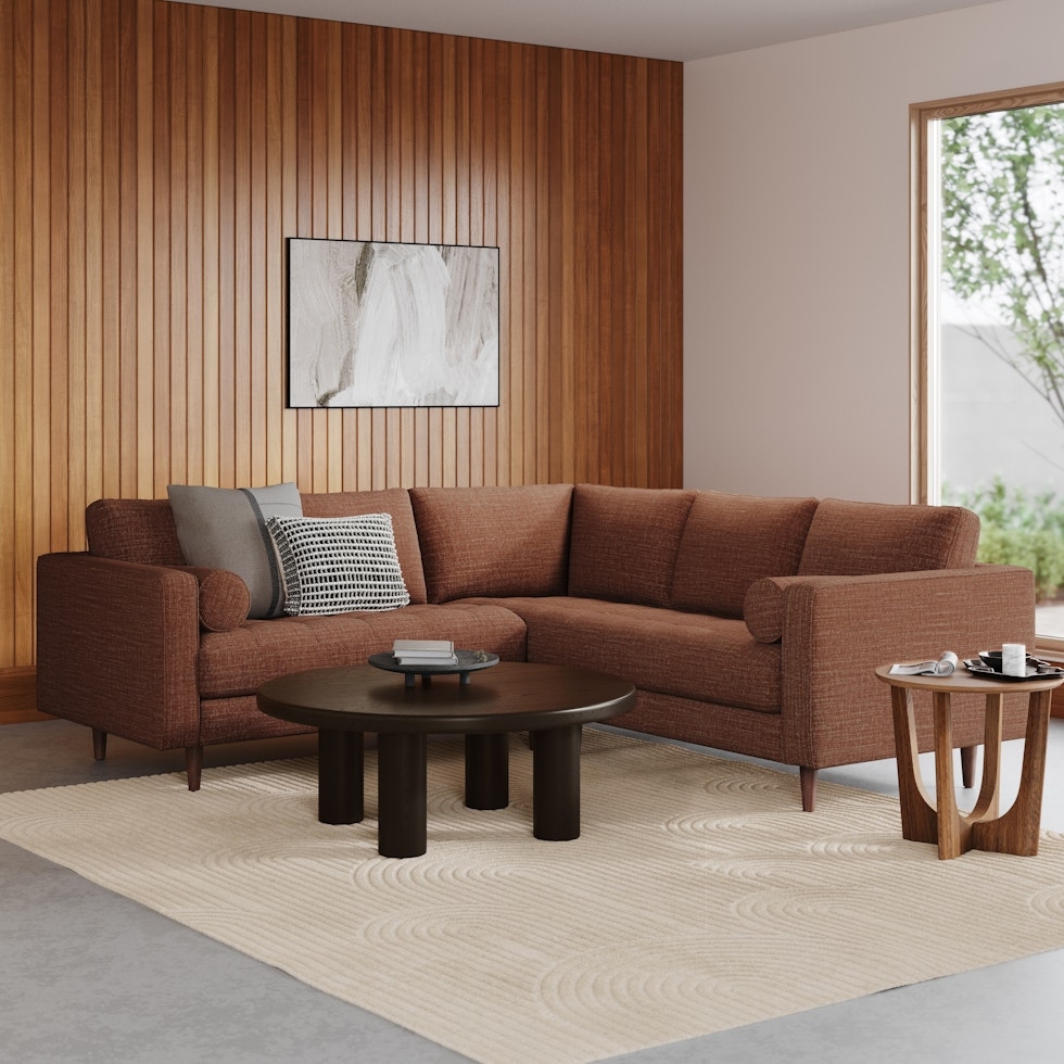 Sven 91" Tufted Corner Sectional - Napa Rust - Image 0