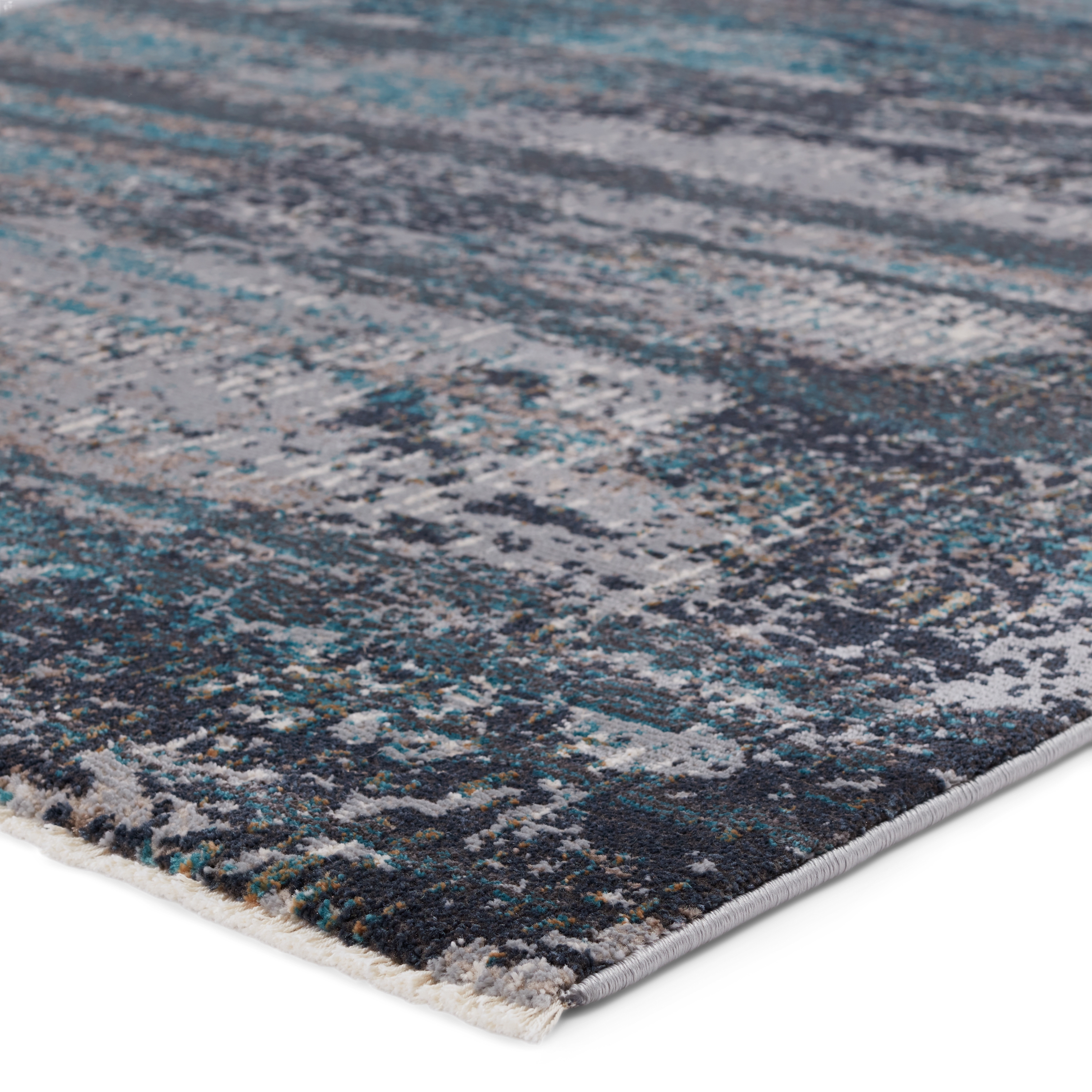 Vibe by Aubra Abstract Teal/ Gray Runner Rug (2'6"X12') - Image 1