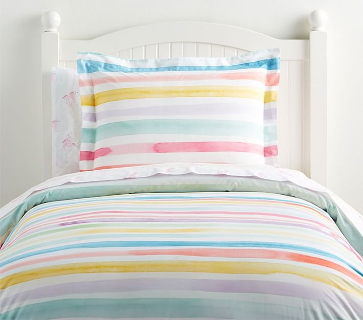 Kayla Rainbow Stripe Duvet Cover, Standard Sham, - Image 1