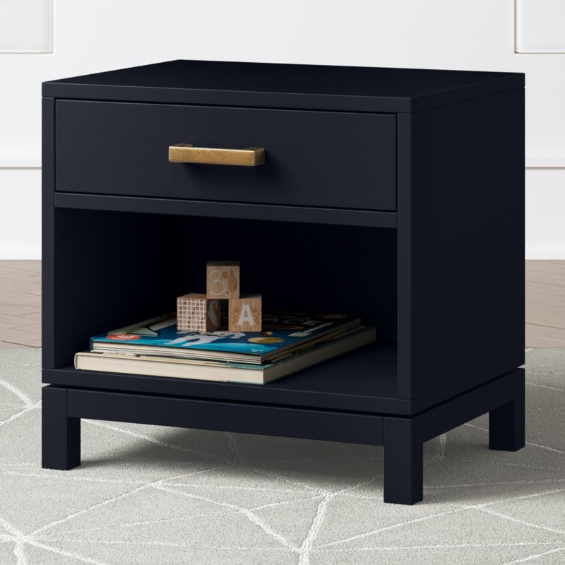 Parke Navy Blue Wood Kids Nightstand with Drawer - Image 4