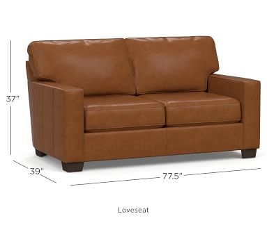 Buchanan Square Arm Leather Sofa, Polyester Wrapped Cushions, Churchfield Chocolate - Image 1