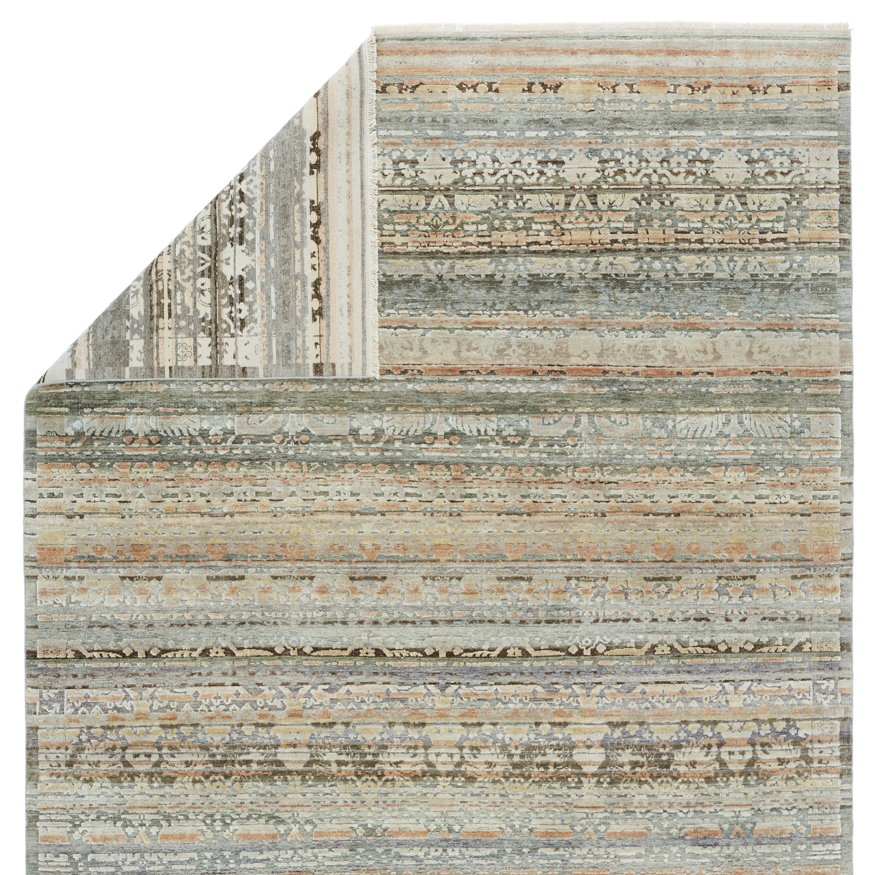 Designer Edit Lissom Hand-Knotted Trellis Tan/ Gray Area Rug (8'X10') - Image 2