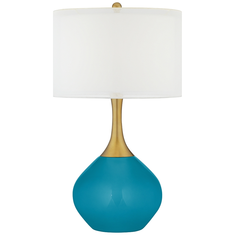 Color Plus Nickki Brass 30 1/2" Coastal Caribbean Sea Blue Table Lamp - Image 0