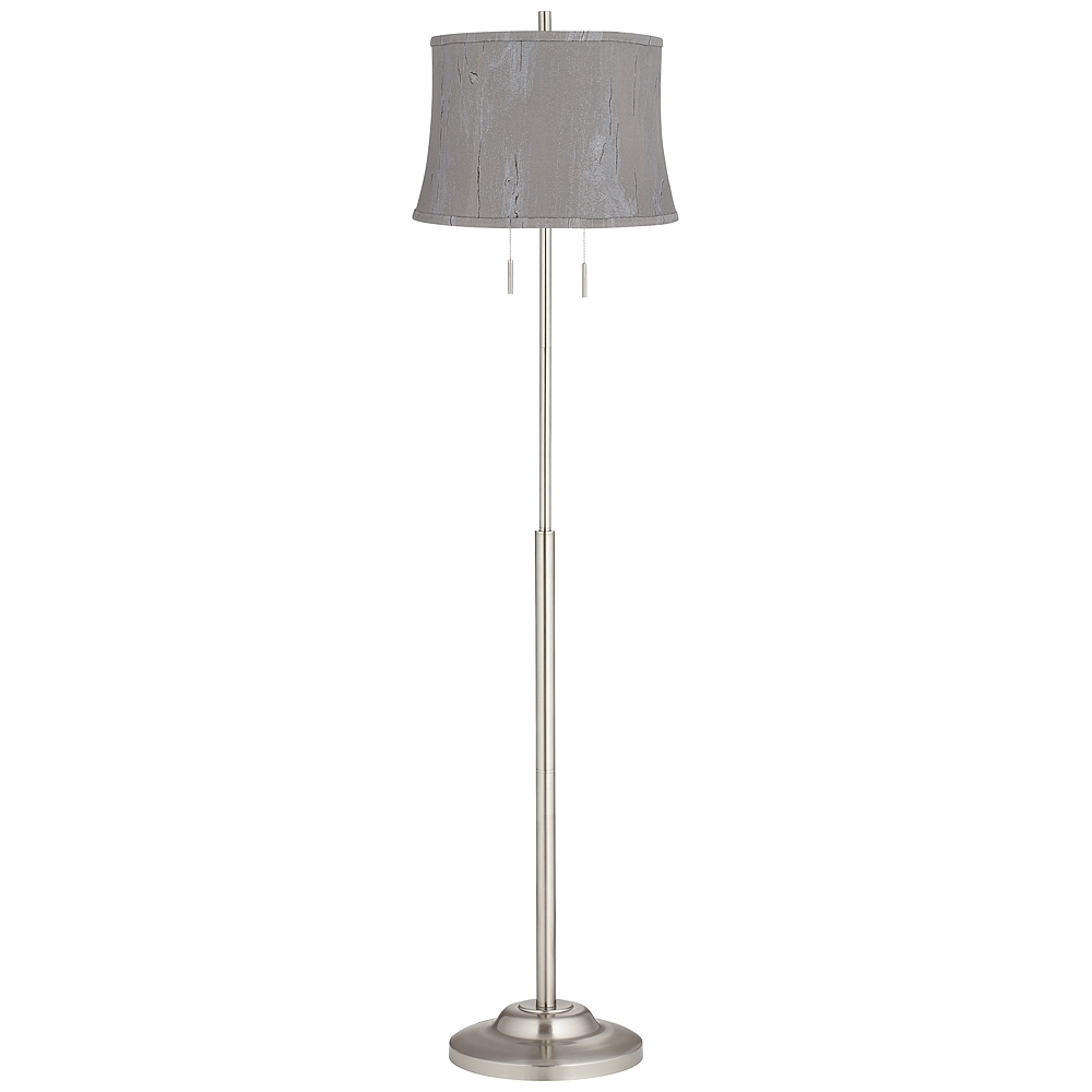 360 Lighting Abba 65" High Brushed Steel Treble Gray Shade Floor Lamp - Image 0