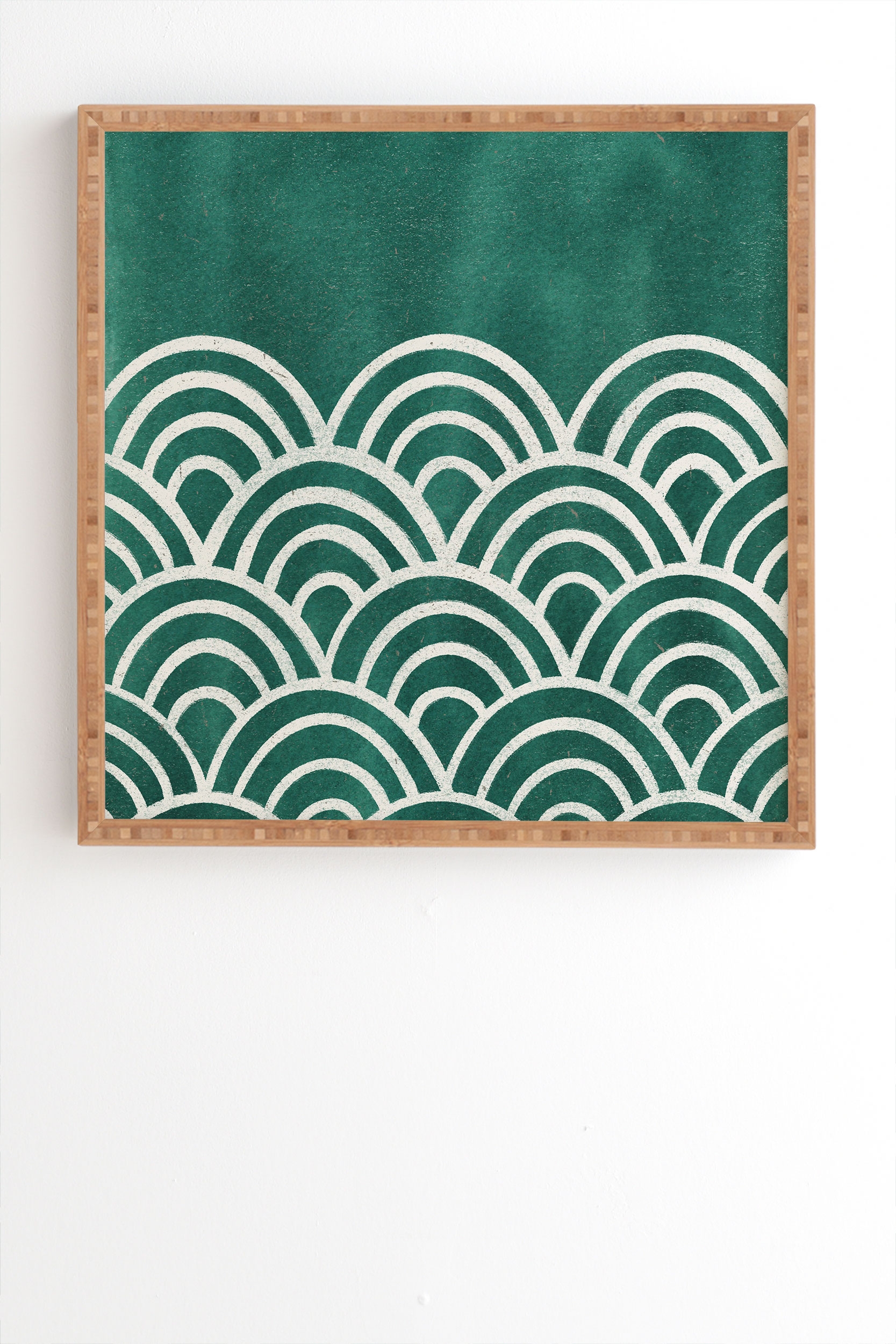 Scallop Teal by Pauline Stanley - Framed Wall Art Bamboo 12" x 12" - Image 0