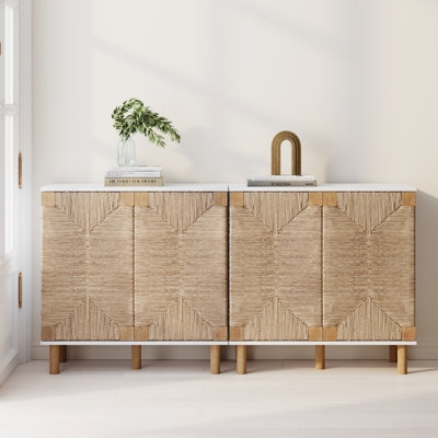 31" Wide Rubberwood Wood Sideboard - Image 0