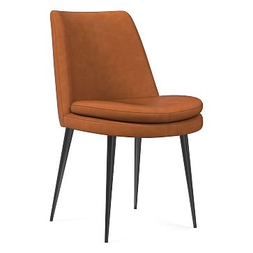Finley Low Back Dining Chair, Vegan Leather, Saddle, Gunmetal - Image 0