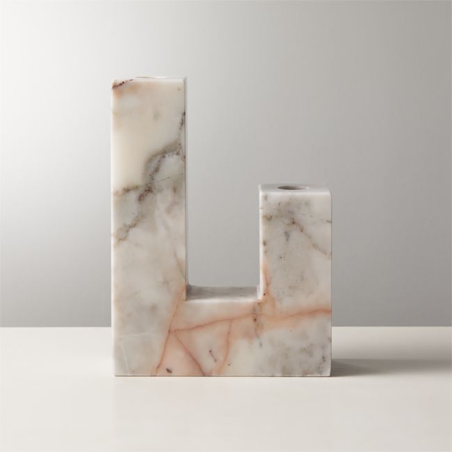 Decks Holds 2 Red Marble Taper Candle Holder - Image 0