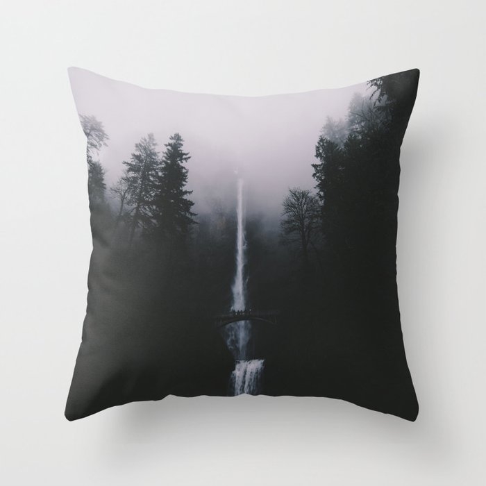 Multnomah Falls Ii Couch Throw Pillow by Hannah Kemp - Cover (18" x 18") with pillow insert - Outdoor Pillow - Image 0