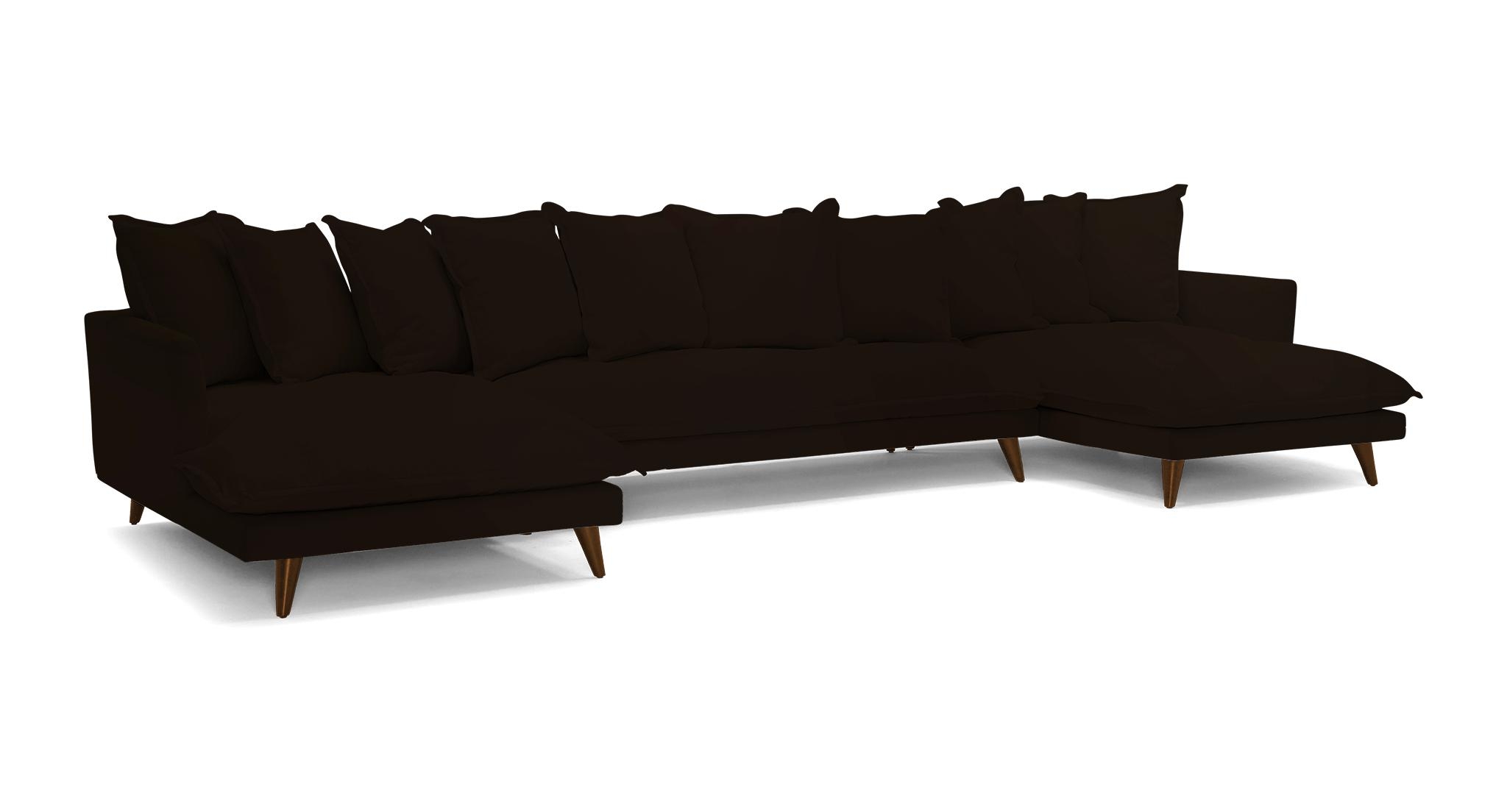 Brown Denna Mid Century Modern U-Chaise Sectional - Aerial Chocolate - Mocha - Image 1