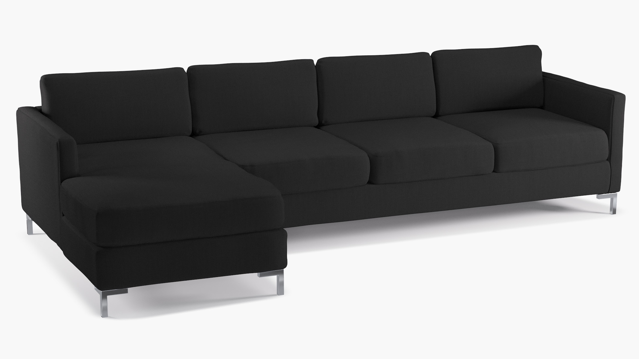 Modern Sectional, Left Facing, Raven Everyday Linen, Chrome L Leg - Image 1