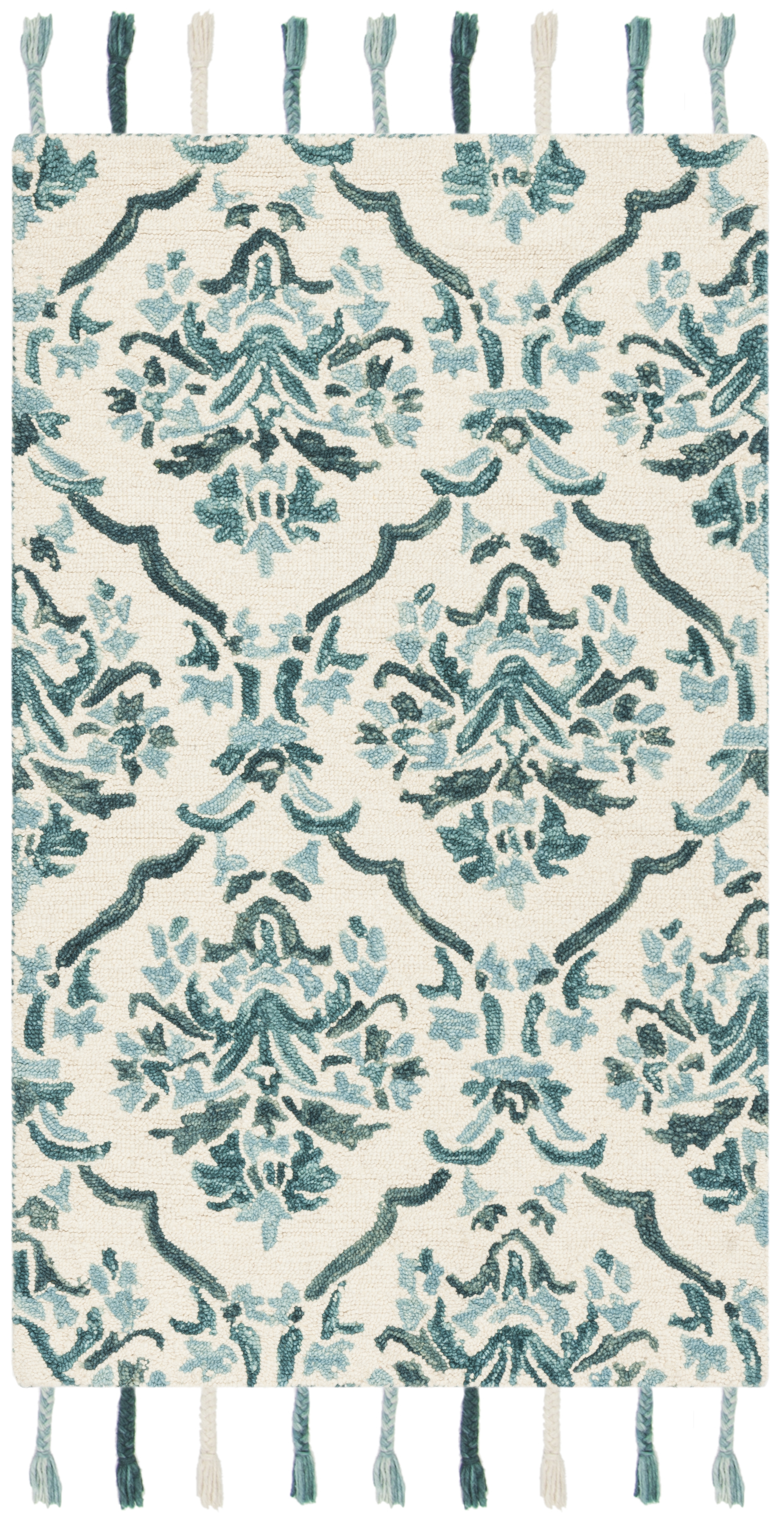 Arlo Home Hand Hooked Area Rug, SZN205A, Ivory/Turquoise,  3' X 5' - Image 0