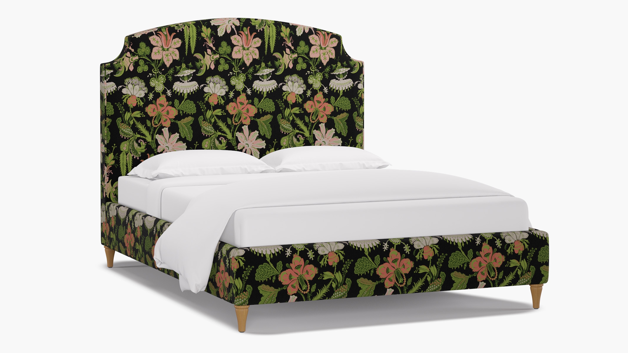 Cove Bed, Coral Onyx Rossetta, Natural Decorative Tapered Leg, Queen - Image 1