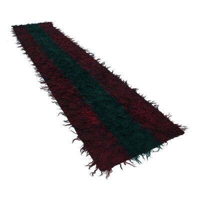 One-of-a-Kind Elry Hand-Knotted 1970s 3'5" x 16'3" Runner Area Rug in Red/Green - Image 0