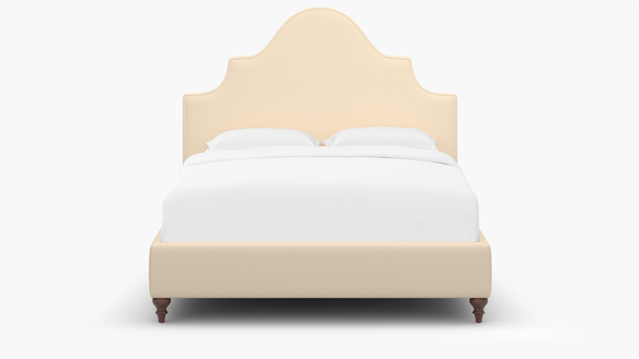 Statement Bed, Flax Twill, Walnut Traditional Turned Leg, Twin - Image 0