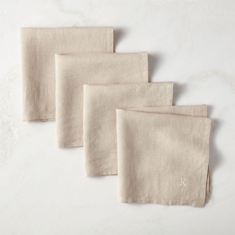 Bolt Taupe Linen Napkins Set of 4 - Image 1