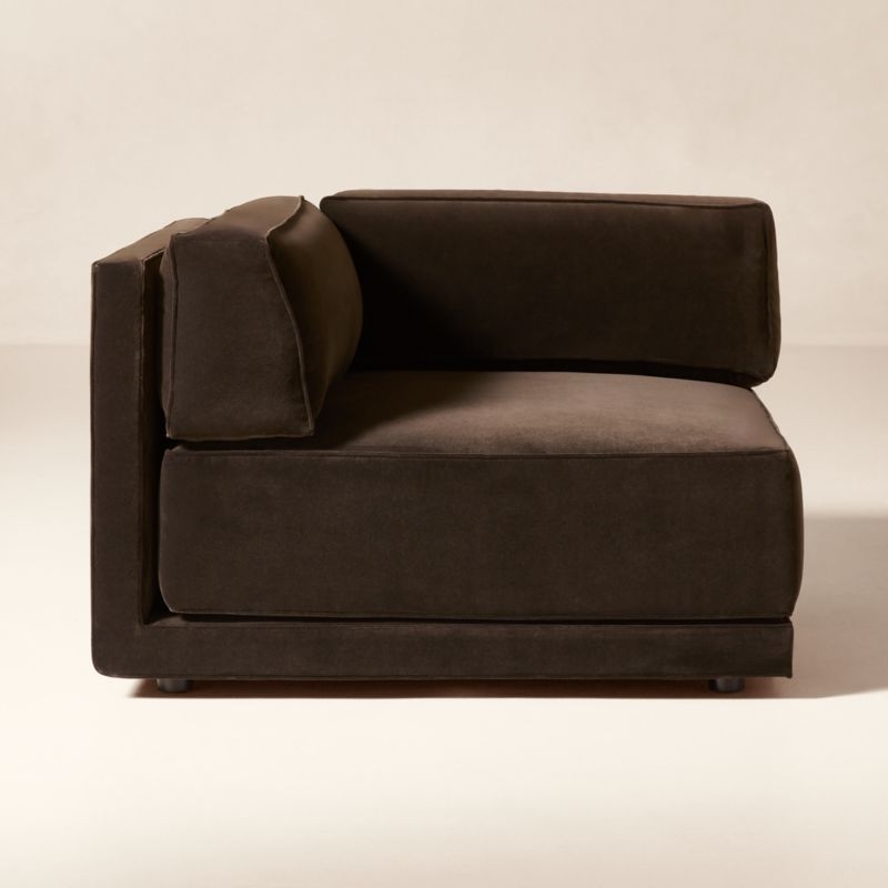Oriole Dark Brown Performance Velvet Corner Chair - Image 5