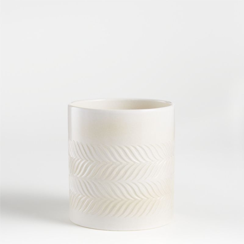 Fern White Ceramic Utensil Holder - Image 1