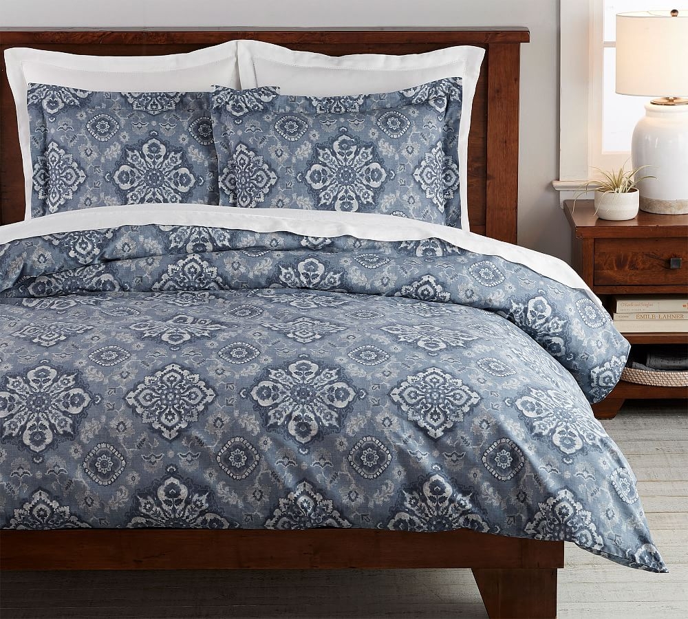 Blue Giovanna Percale Duvet Cover, King/Cal. King - Image 0
