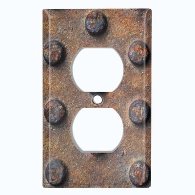 Metal Crosshatch Light Switch Plate Outlet Cover (Metal Crosshatch Rusted 2 Print  - Single Duplex) - Image 0