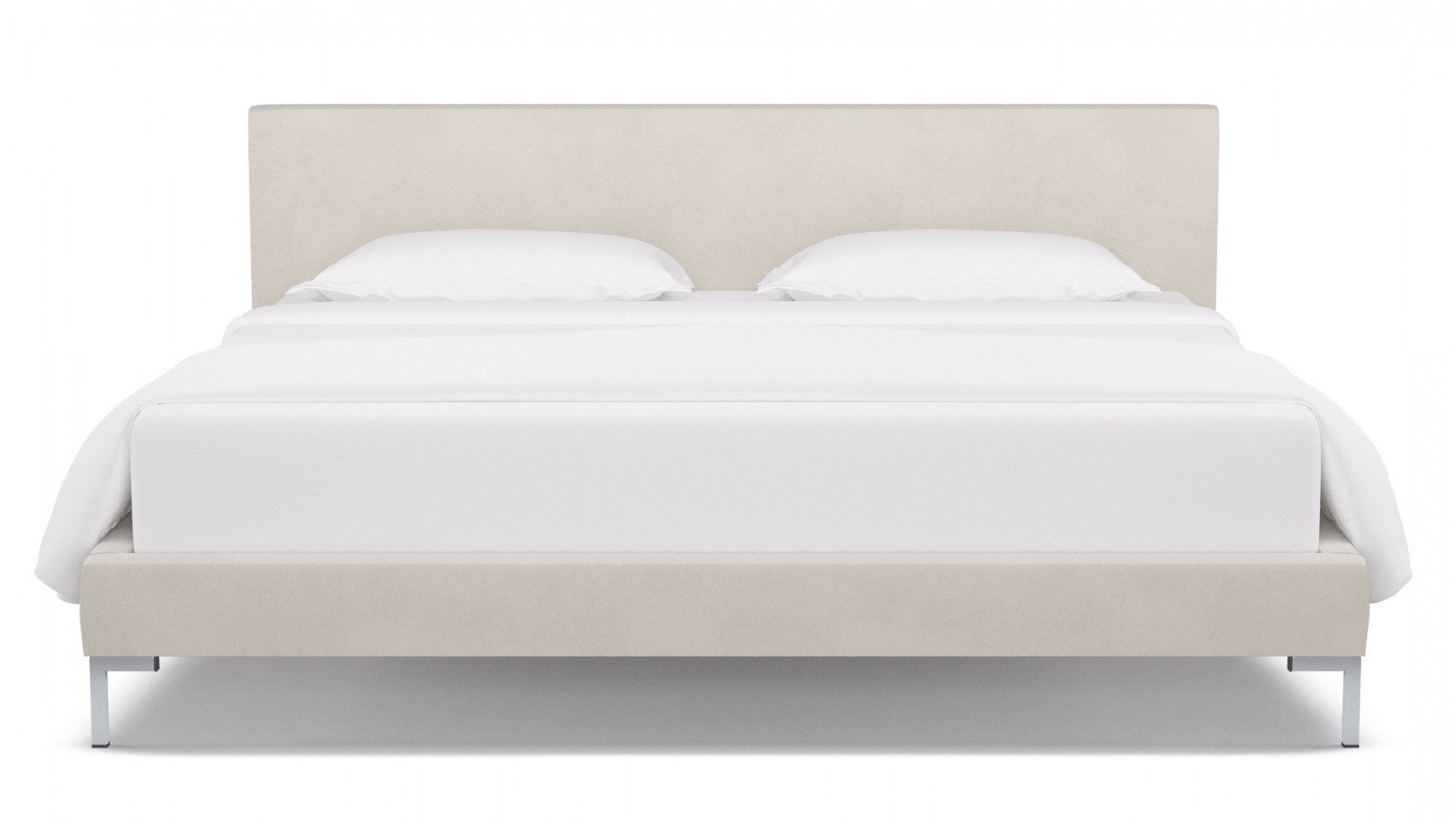 Modern Platform Bed | King | White Velvet - Image 0