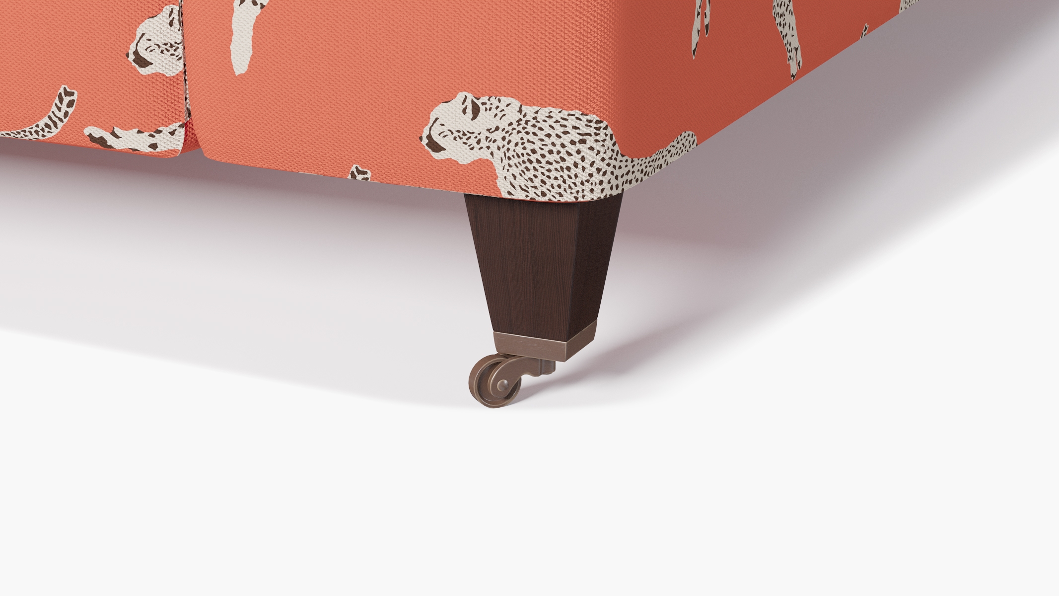 Classic Sofa, Henna Cheetah, Espresso with Antique Brass Caster - Image 6