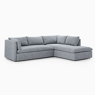 Shelter 106" Right 2-Piece Bumper Chaise Sectional, Yarn Dyed Linen Weave, graphite - Image 2