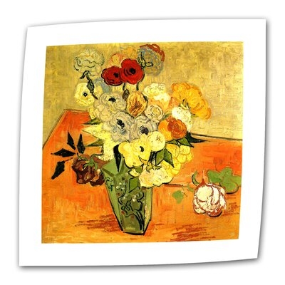 'Japanese Vase with Roses and Anemones' by Vincent van Gog Painting Print on Rolled Canvas - Image 0