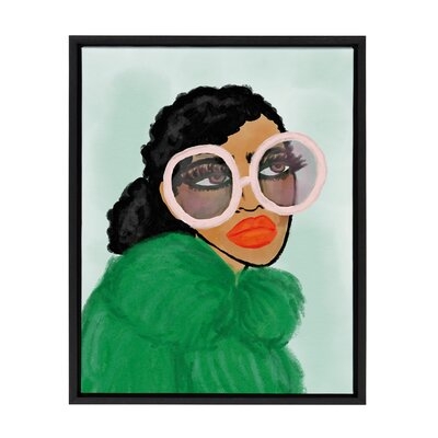 'Green Coat' by Kendra Dandy - Bouffants and Broken Hearts - Floater Frame Painting Print on Canvas - Image 0