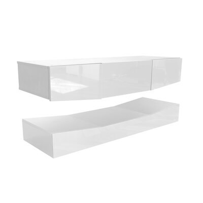 Modern High Gloss Floating TV Stand With LED Light For Tvs Up To 50", Wall Mount Entertainment Center With 3 Drawers For Living Room Home Furniture - Image 0