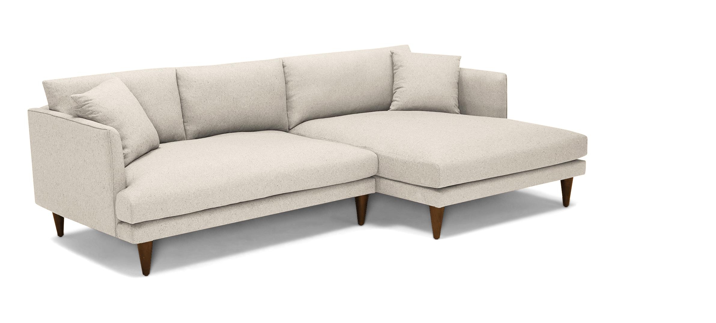 Beige/White Lewis Mid Century Modern Sectional - Cody Sandstone - Mocha - Right - Cone - Image 0