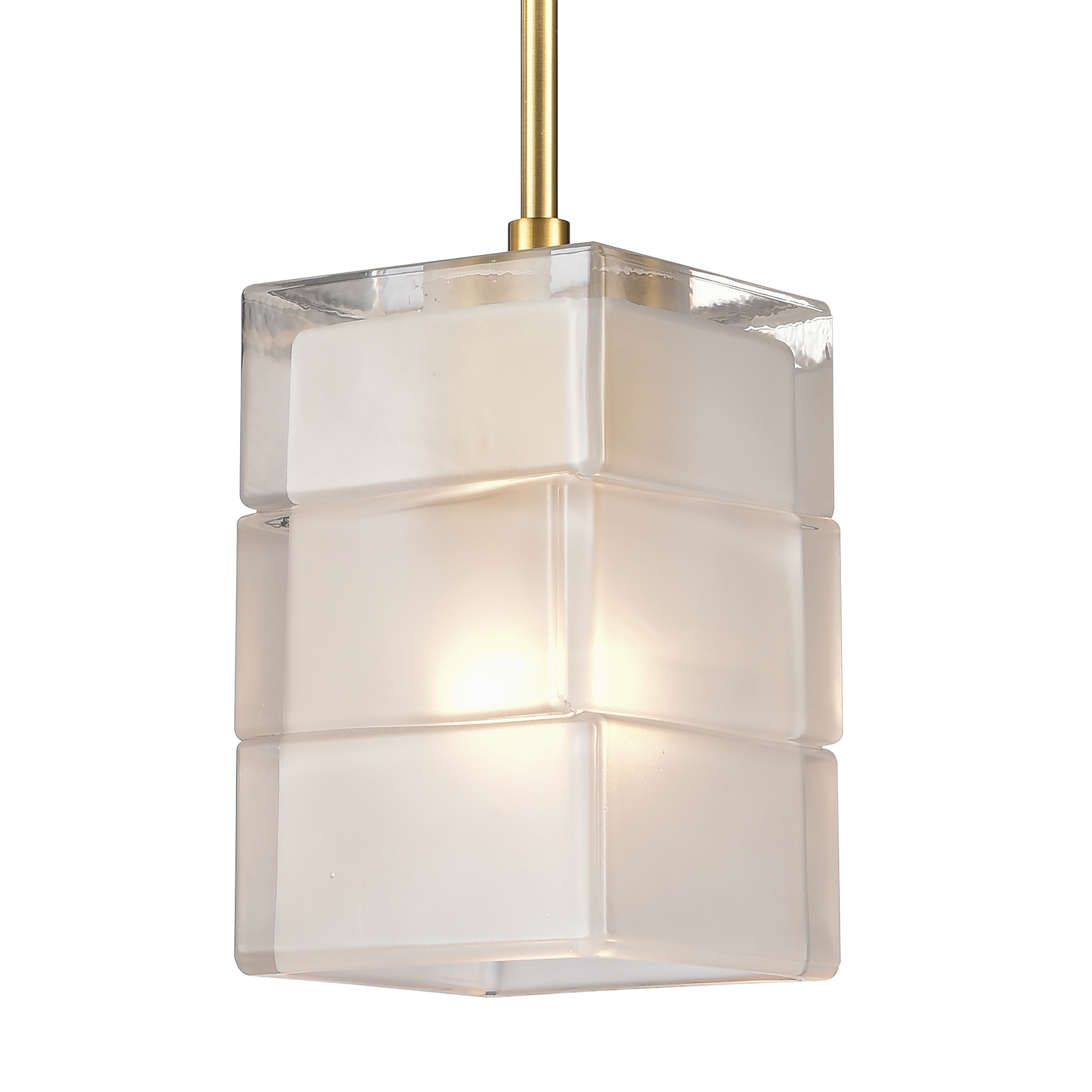 Ice Blocks 6'' Wide 1-Light Mini Pendant - Satin Brass - Image 3