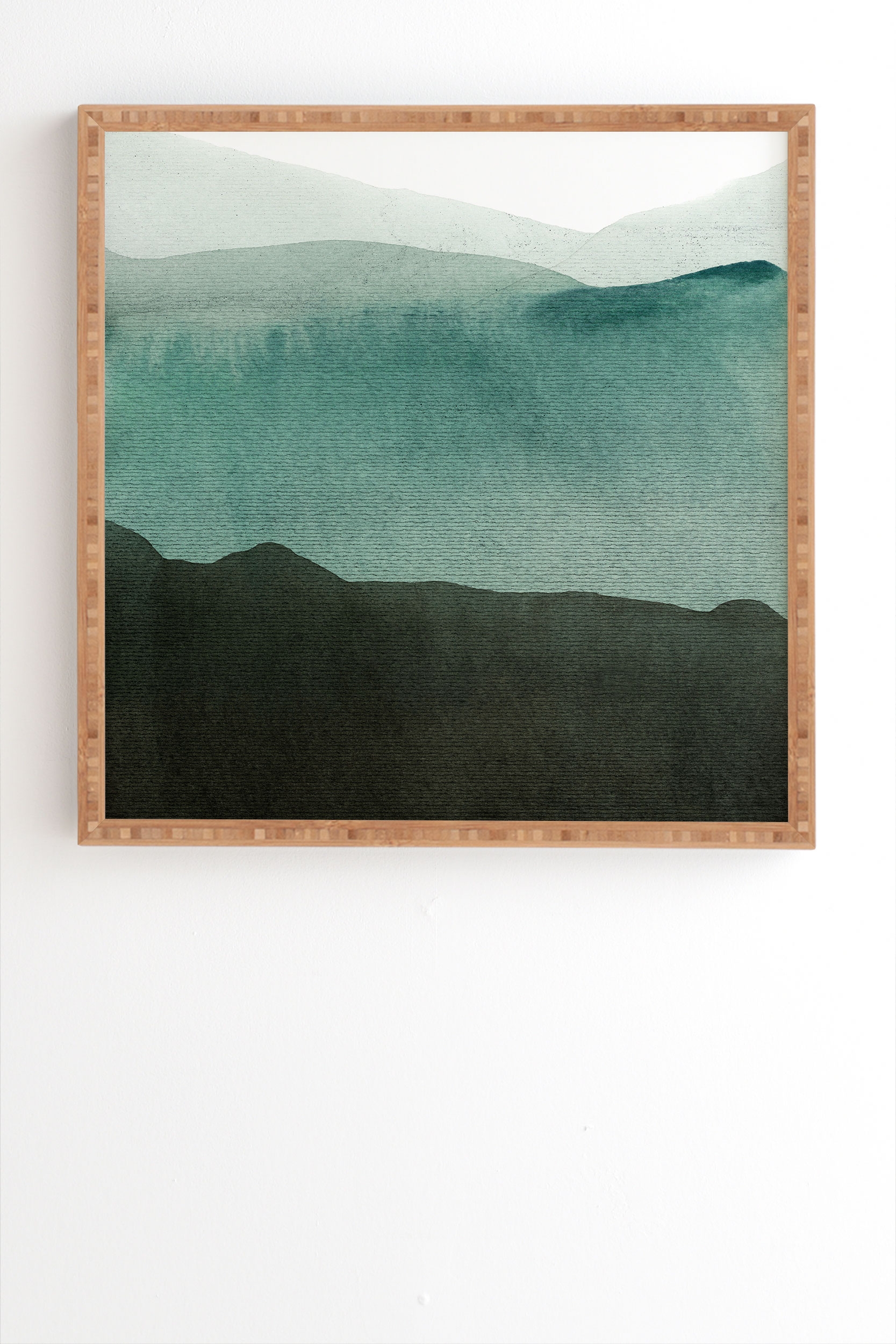 Valleys Deep Mountains High by Iris Lehnhardt - Framed Wall Art Bamboo 20" x 20" - Image 0