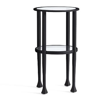 Tanner Round Glass Accent Table, Blackened Bronze - Image 0