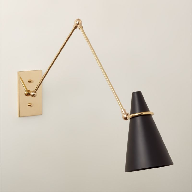 Aldus Black and Polished Brass Articulating Wall Sconce - Image 2