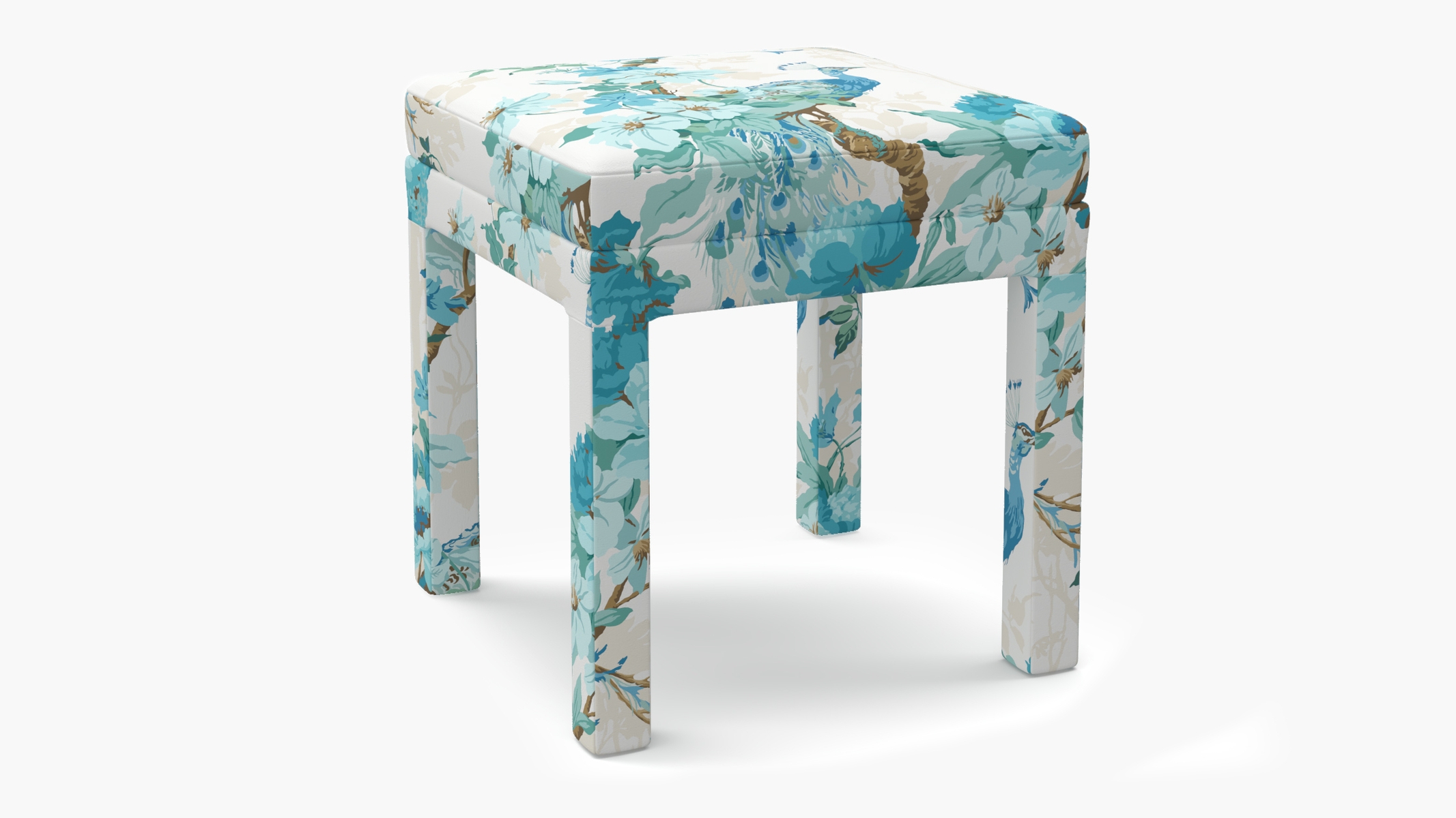 Parsons Ottoman, Turquoise Peacock Park - Image 1