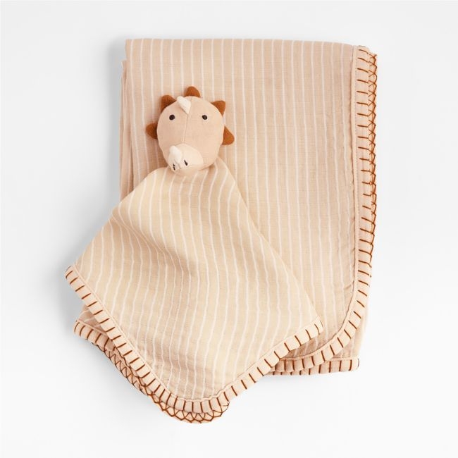 Dinosaur Lovey and Baby Stroller Blanket Gift Set - Image 0