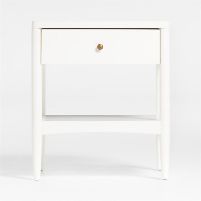 Set of 2 Hampshire White Wood Kids Nightstand with Drawer - Image 0