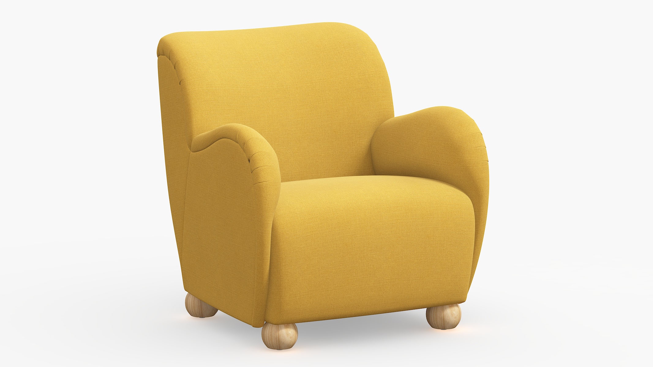 Bun Foot Accent Chair, French Yellow Everyday Linen, Natural - Image 0