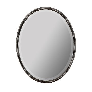 Antique Oval Mirror, Silver - Image 0