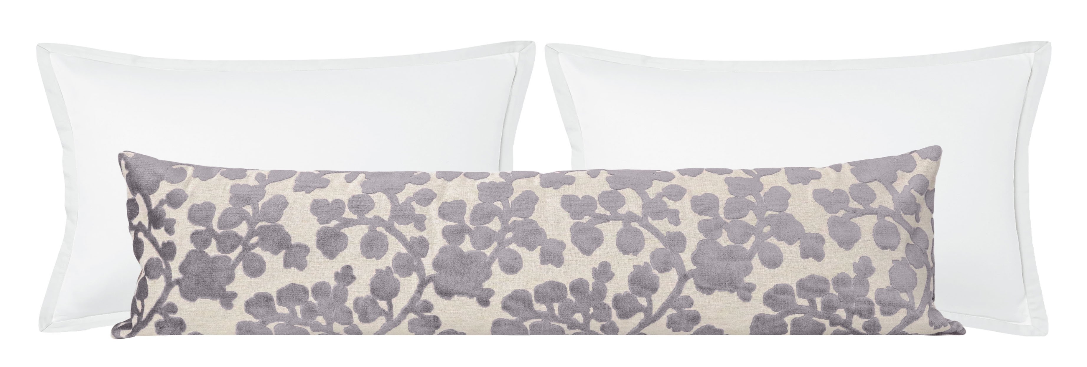 THE XL LUMBAR :: BLOSSOM CUT VELVET // CHROME - 14" X 48" - Image 0