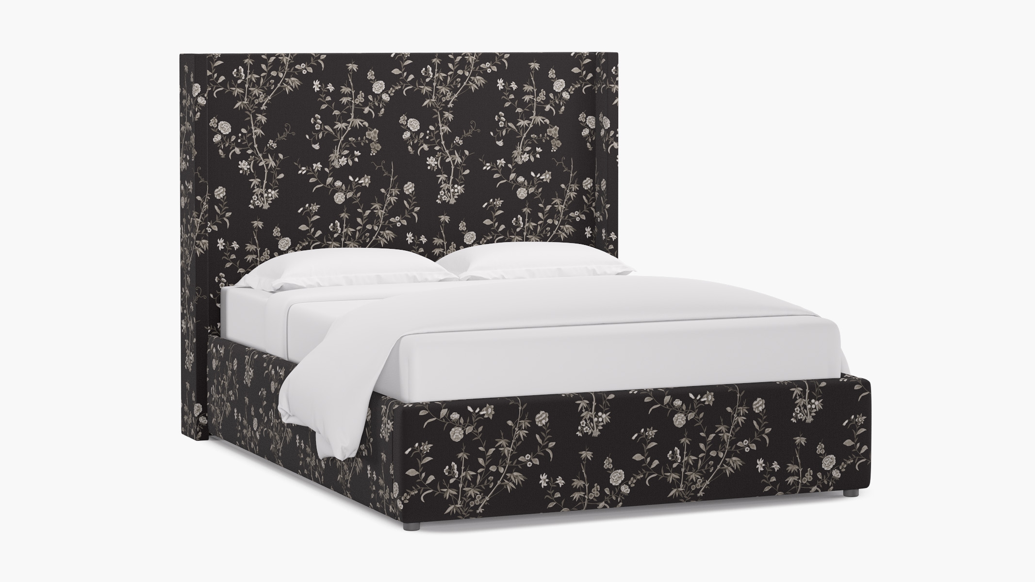 Modern Wingback Bed, Black Bamboo Garden, Twin - Image 1