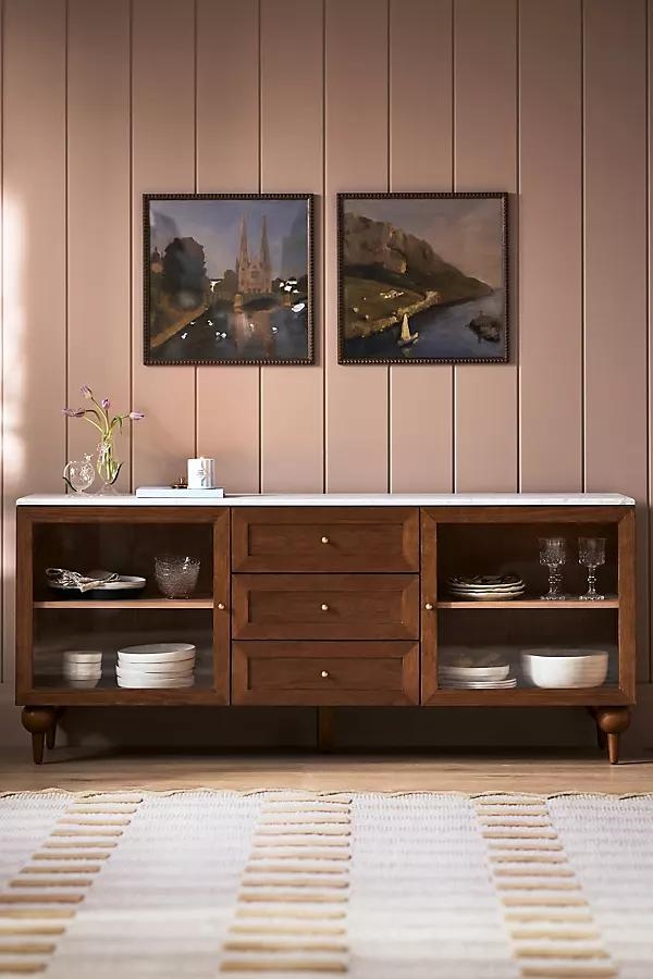 Fern 72" Carrara Marble & Wood Buffet - Image 0