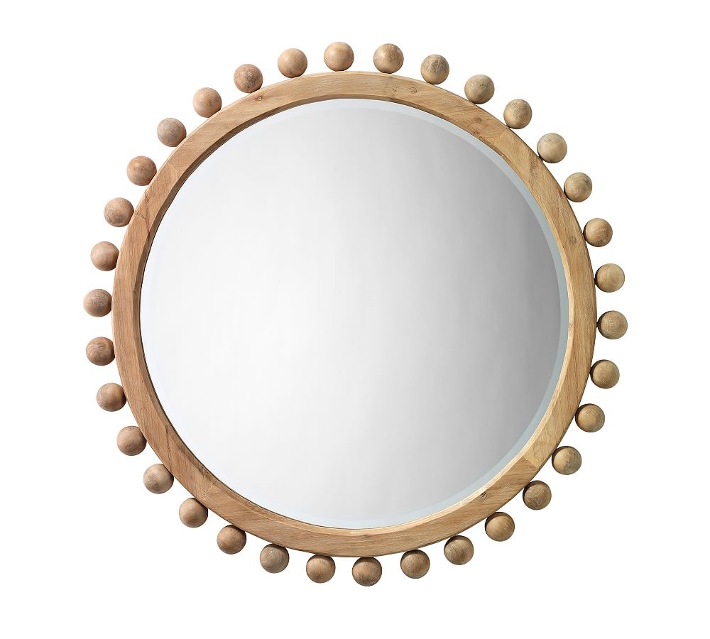 Encinitas Wooden Wall Mirror, 36", Round - Image 0