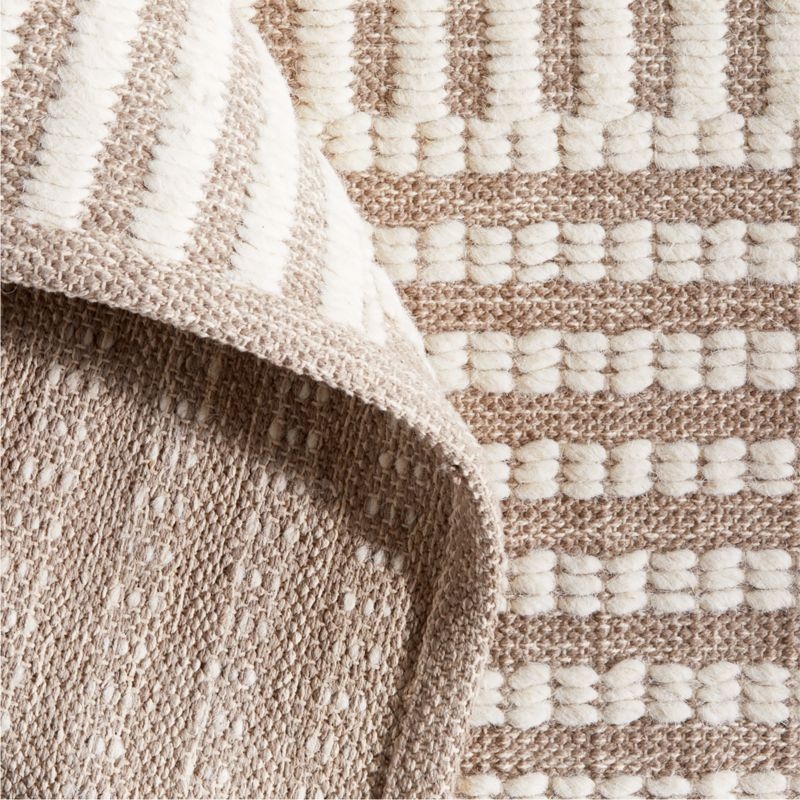 Flatweave Grid Wool and Cotton Dark Beige Kids Area Rug 6'x9' - Image 1