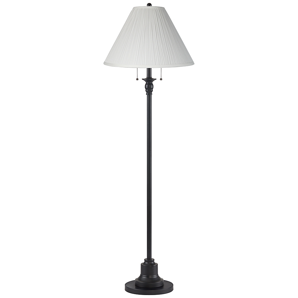 Dyna 58" High Black and Ivory Pleated Shade 2-Light Floor Lamp - Image 0