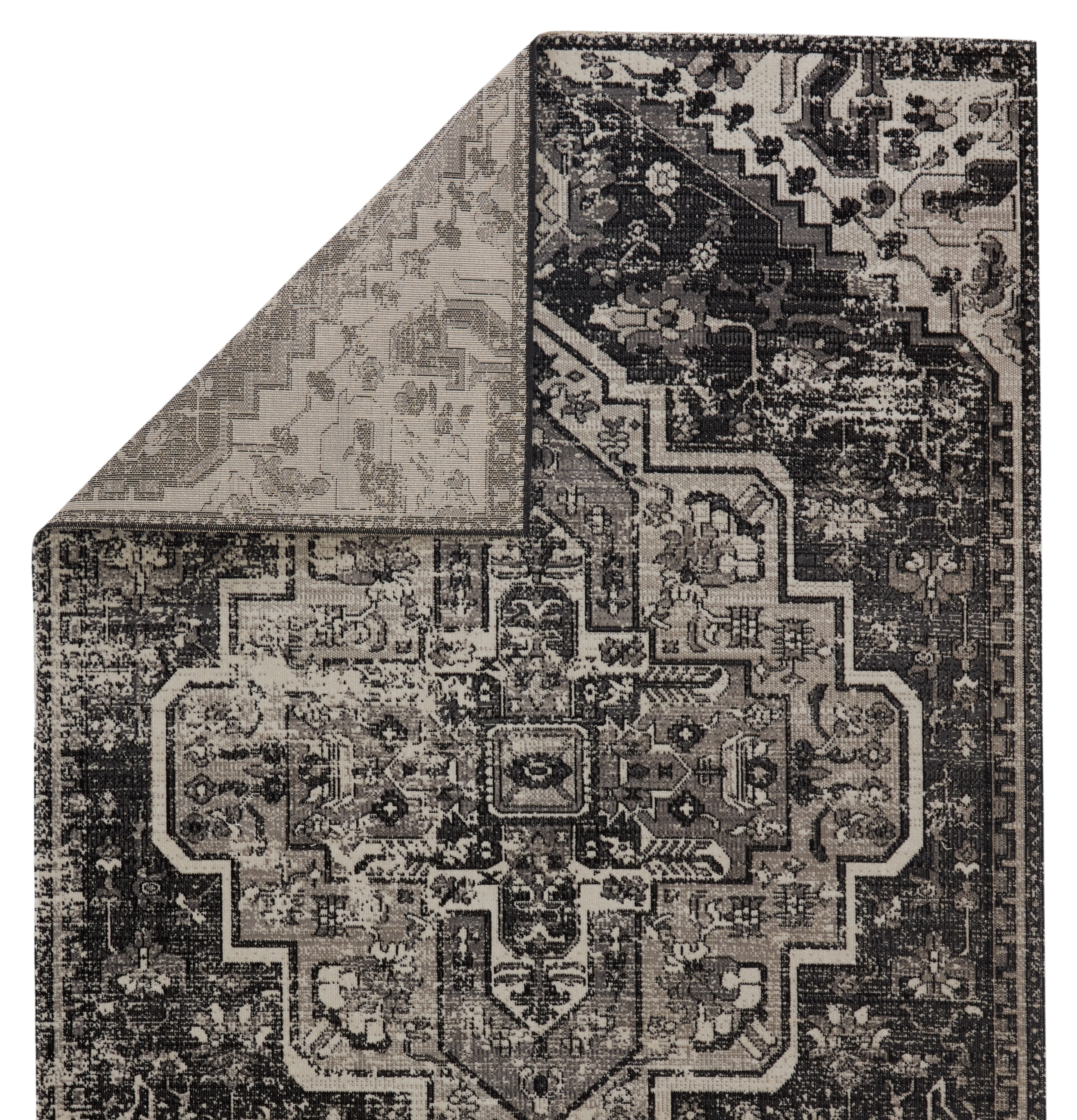 Ellery Indoor/ Outdoor Medallion Black/ Gray Area Rug (4'X6') - Image 2