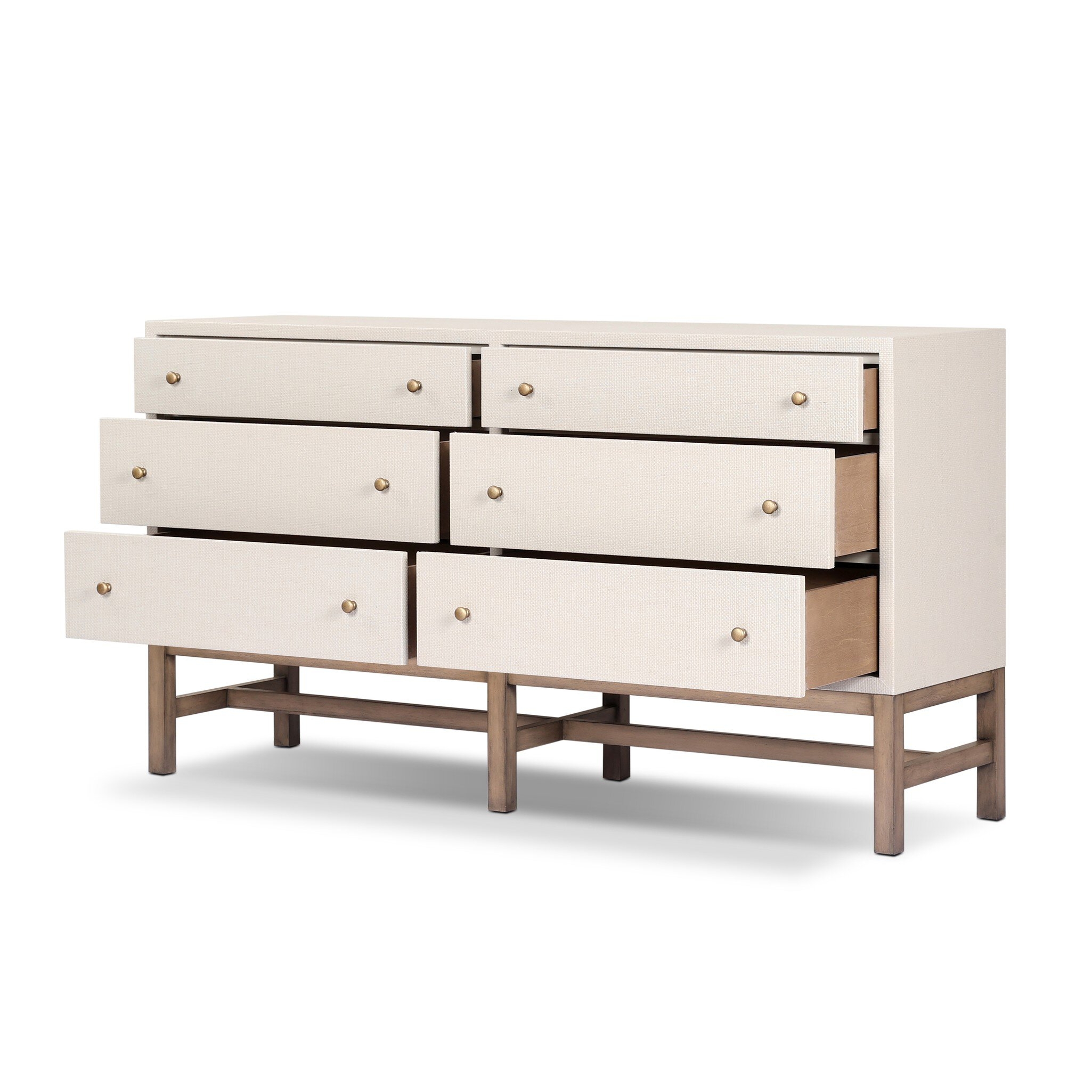 Fiona 6 Drawer Dresser - Ivory Painted Raffia - Image 7