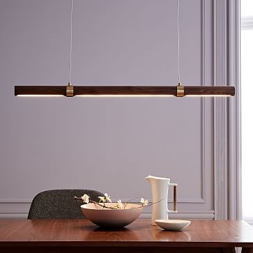 Linear Wood LED Pendant Antique Brass Walnut (42") - Image 3