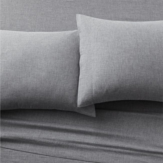 Organic Brushed Cotton Grey Queen Sheet Set - Image 0